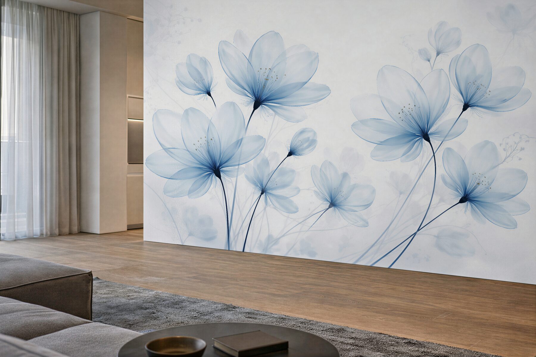 Fototapet Flori albastre delicate în lumină