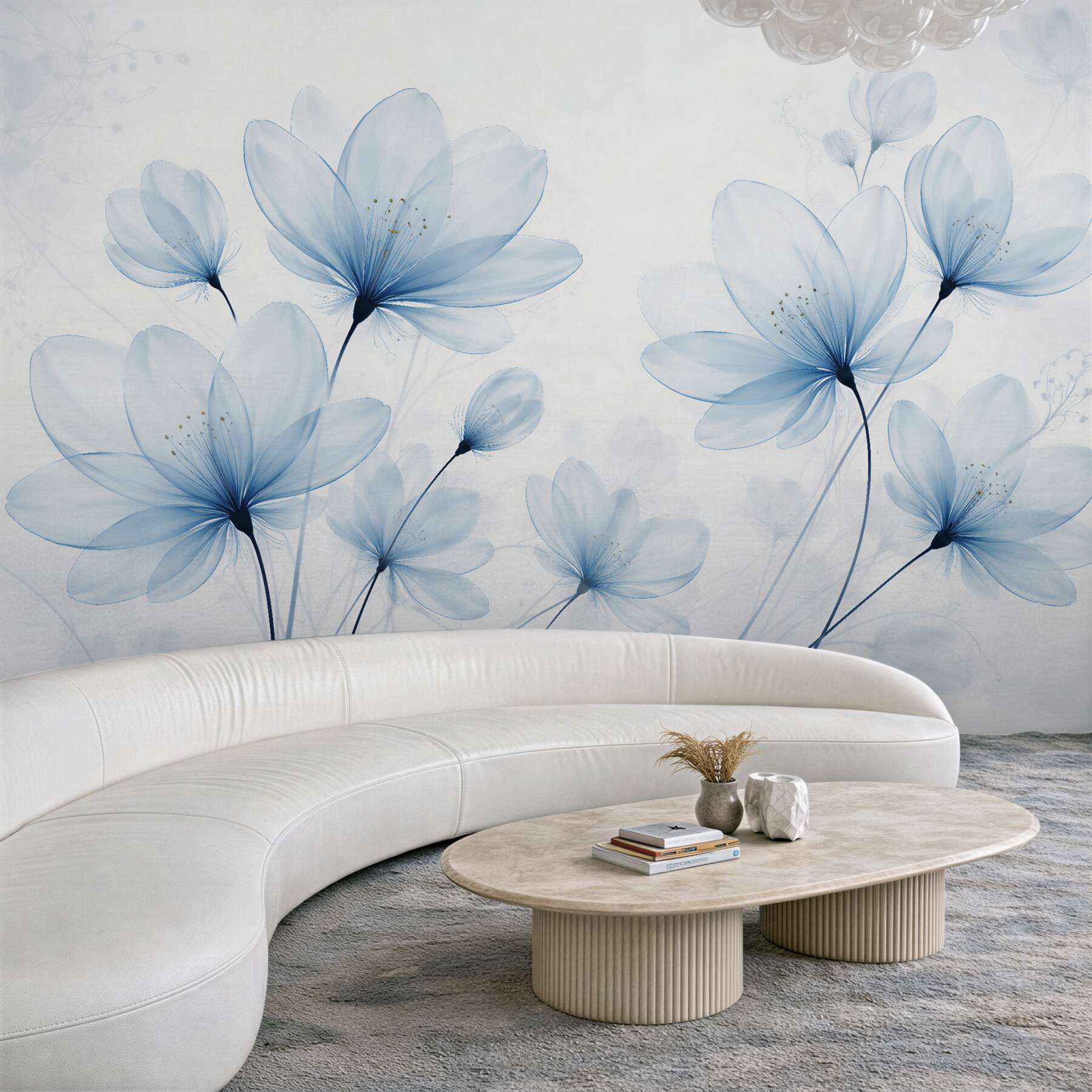 Fototapet Flori albastre delicate în lumină