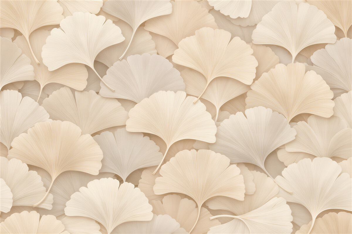 Fototapet Frunze crem de ginkgo în relief