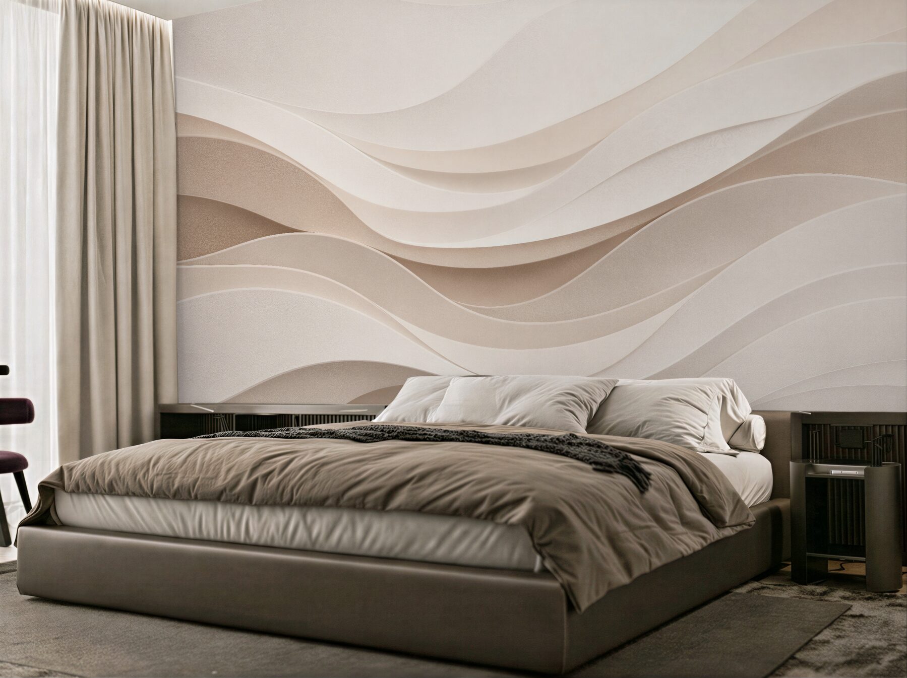 Fototapet Valuri crem în relief modern