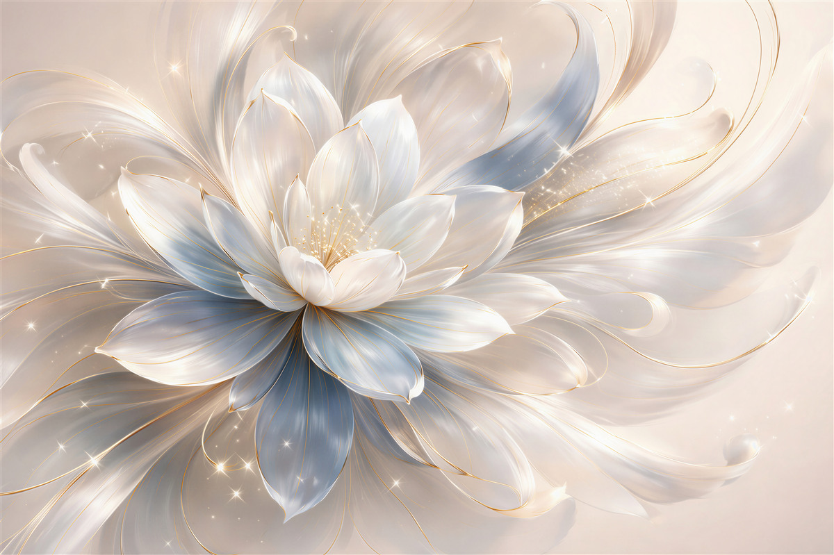 Fototapet Floare albă strălucitoare glamour