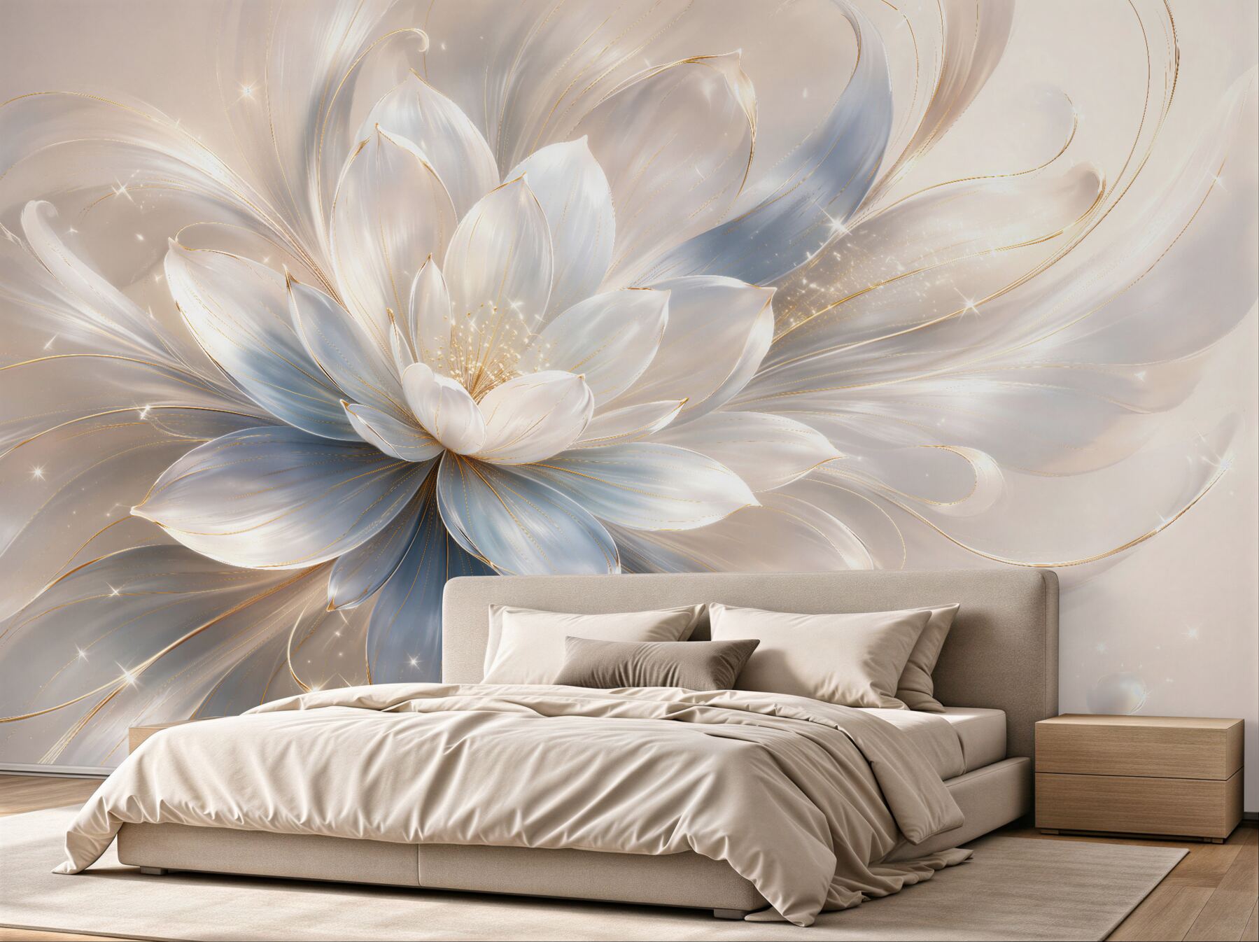 Fototapet Floare albă strălucitoare glamour