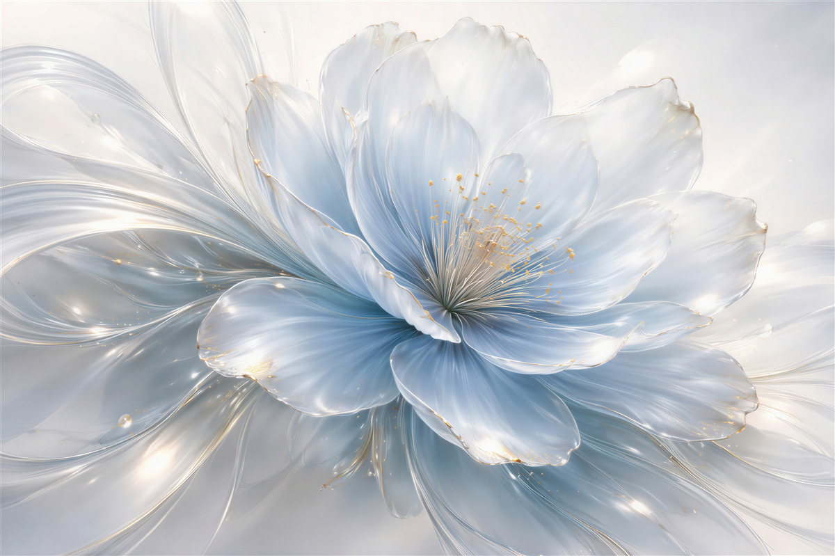 Fototapet Floare albastră eterică cu accente aurii