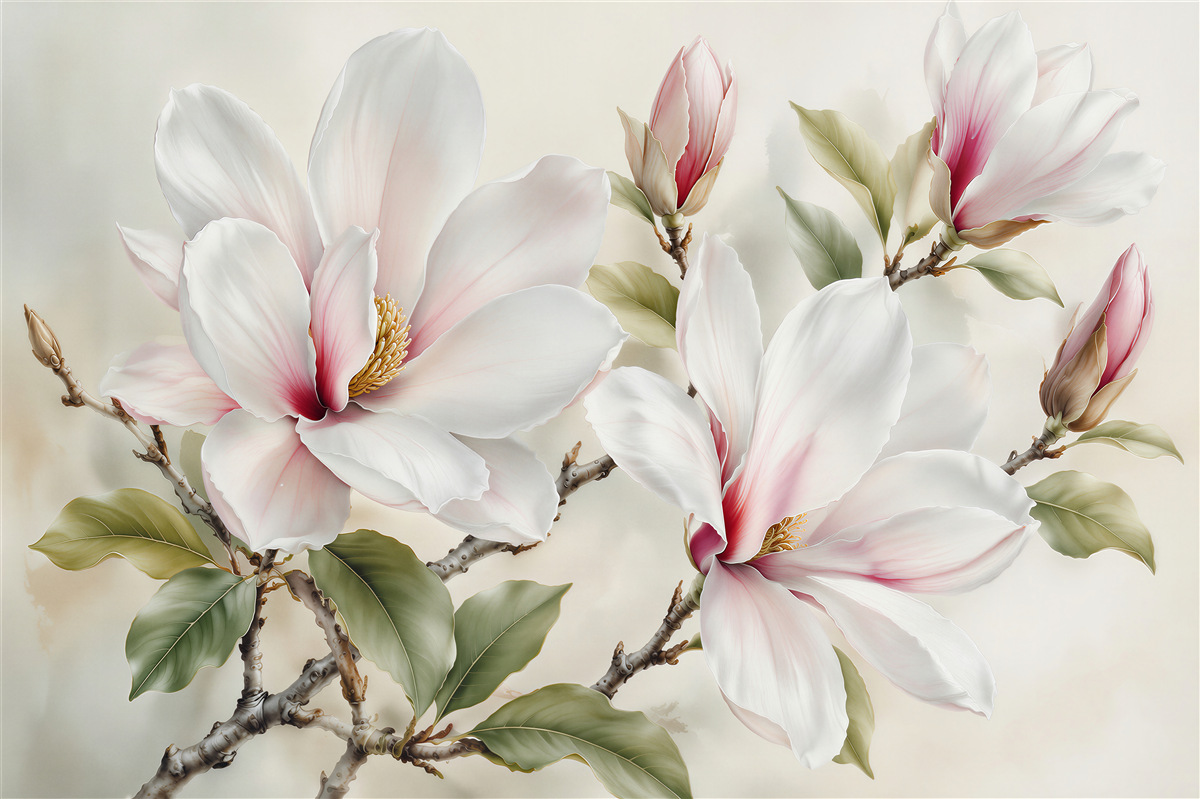 Fototapet Magnolie subtilă pe ramuri