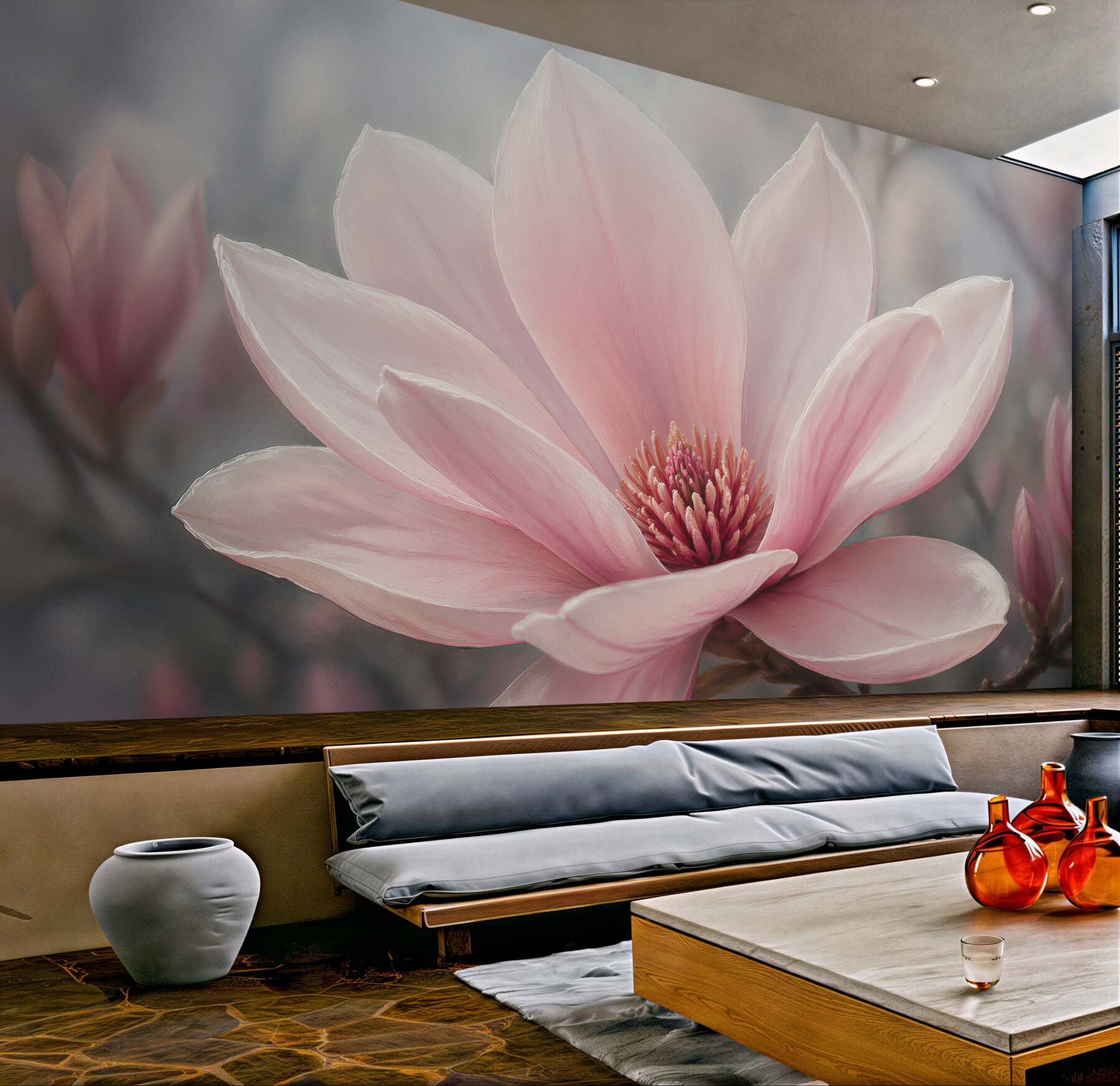 Fototapet Magnolie roz la ivirea zorilor