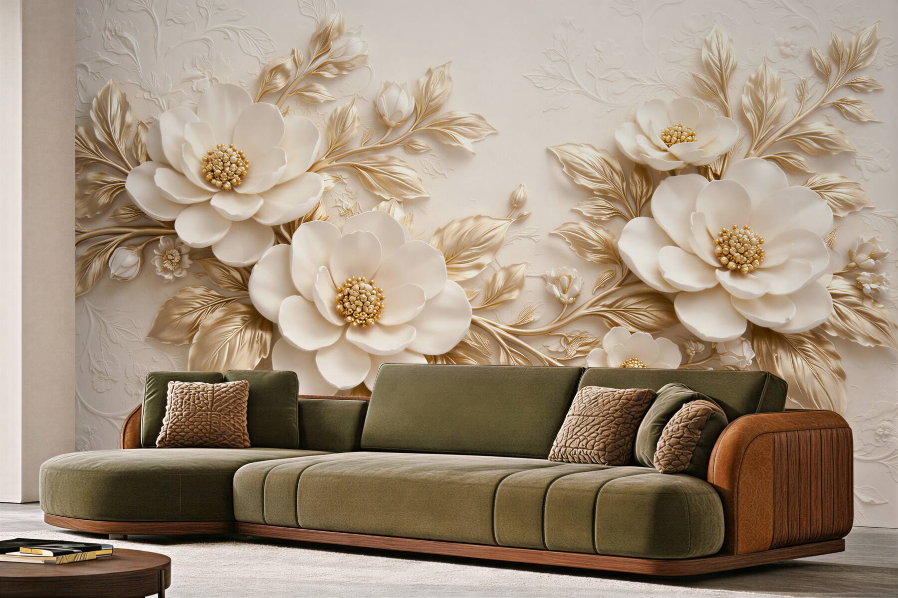 Fototapet Flori aurii în relief elegant