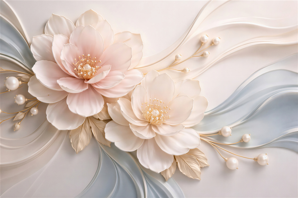 Fototapet Flori sidefate în relief elegant