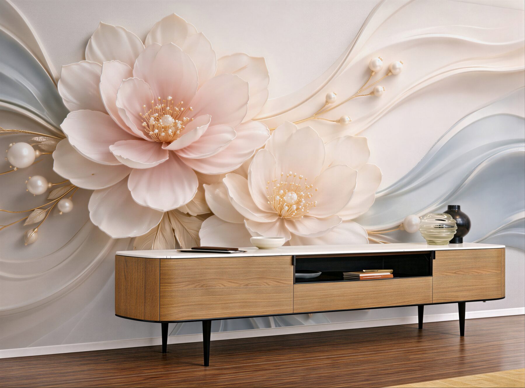 Fototapet Flori sidefate în relief elegant