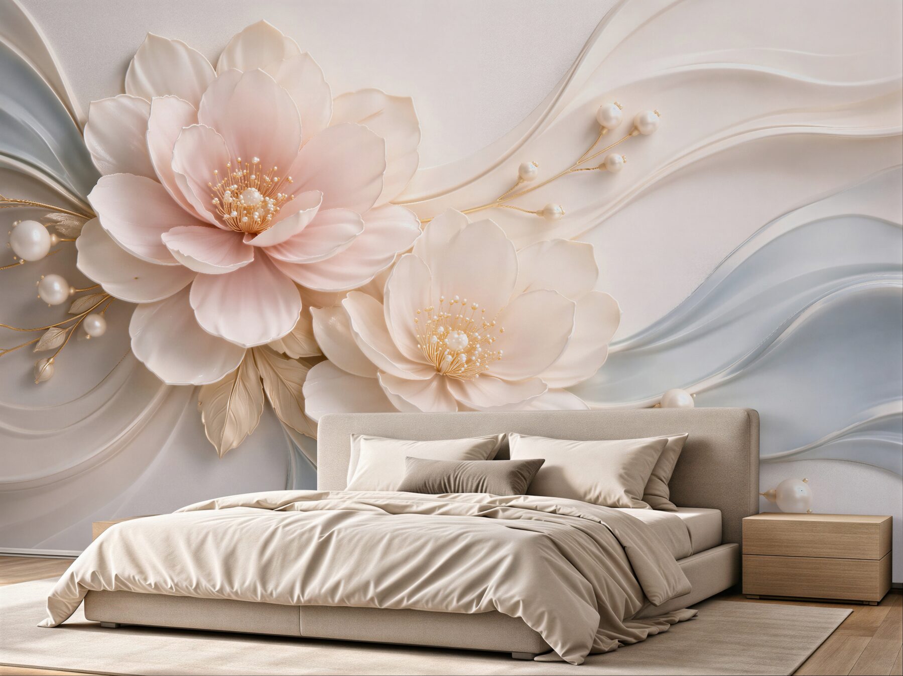 Fototapet Flori sidefate în relief elegant
