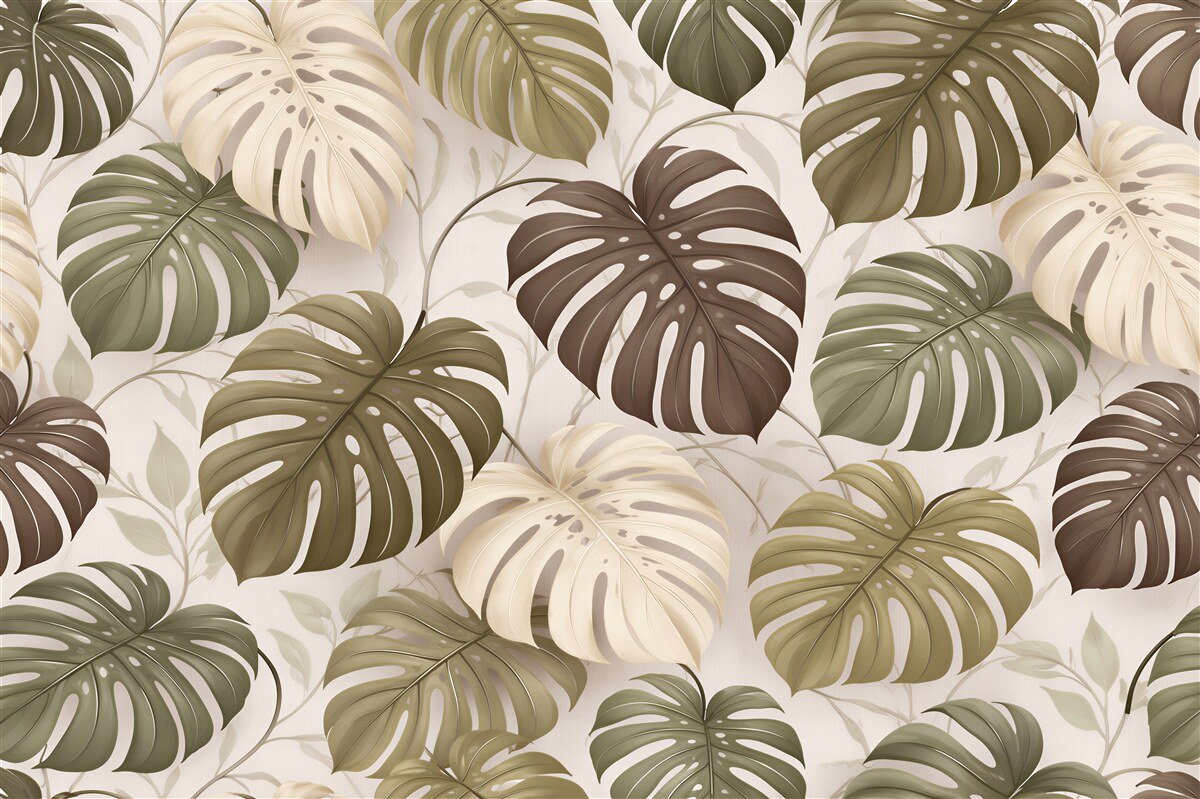 Fototapet Monstera în eleganță bej