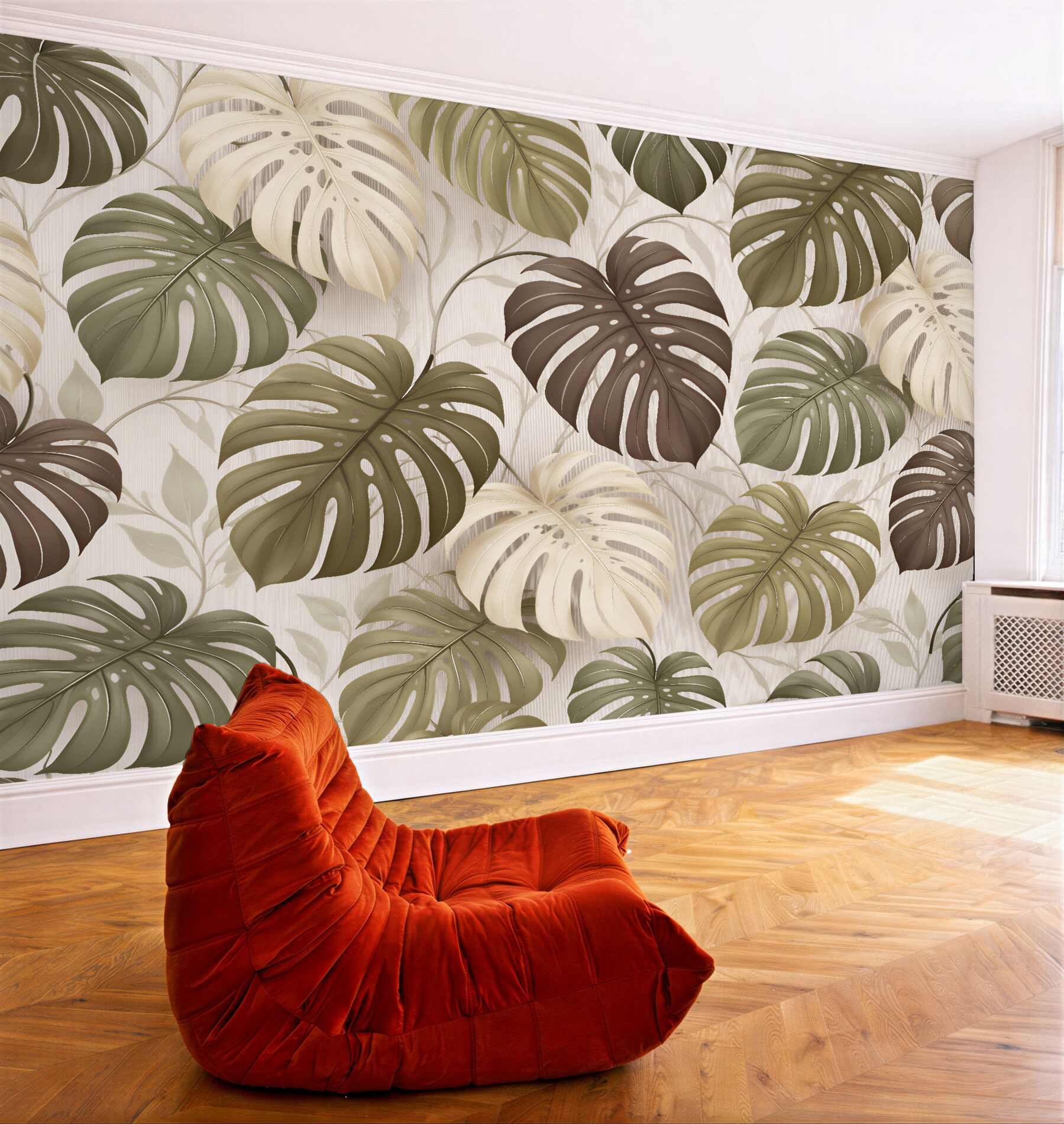 Fototapet Monstera în eleganță bej