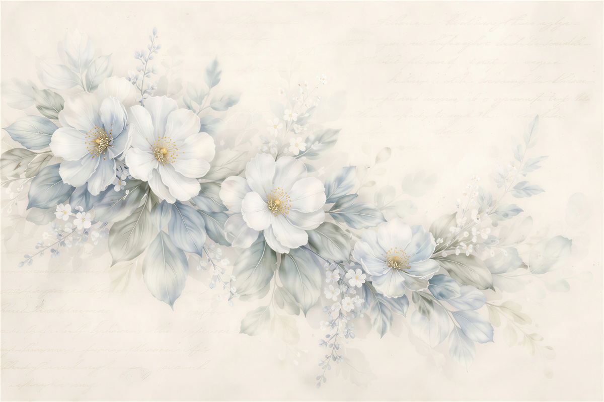 Fototapet Flori bleu delicate în stil retro