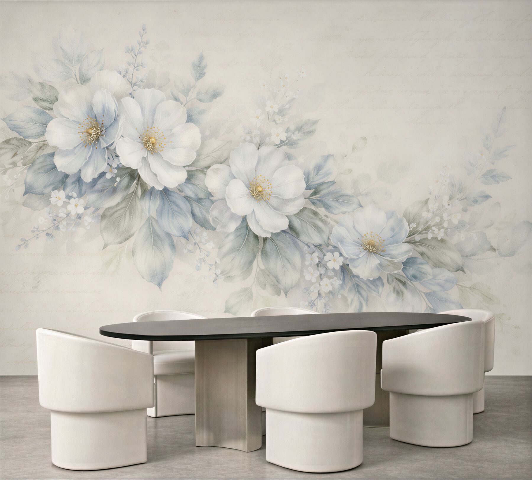 Fototapet Flori bleu delicate în stil retro