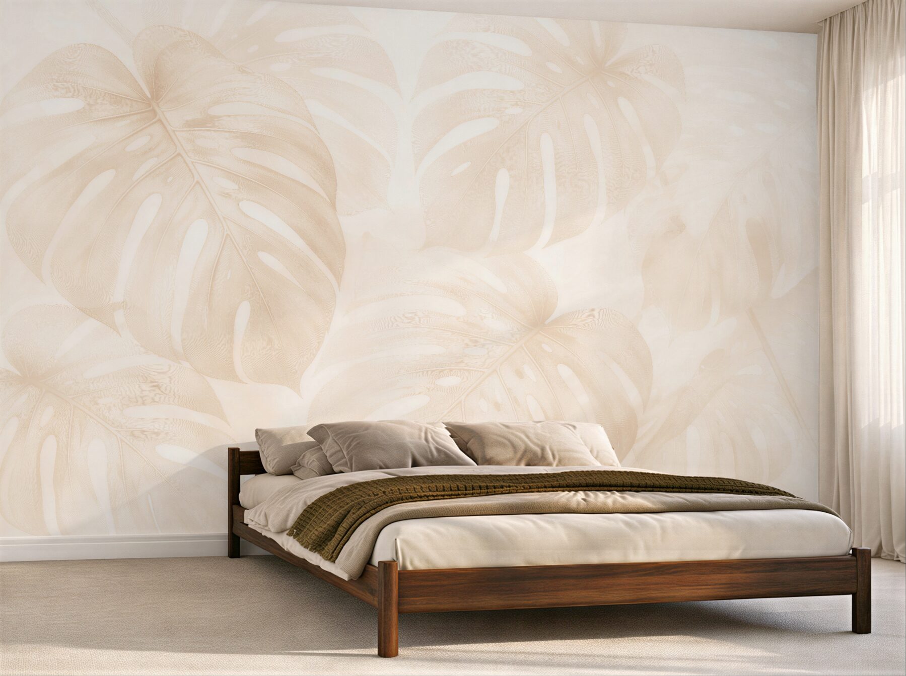 Fototapet Frunze crem de monstera minimaliste