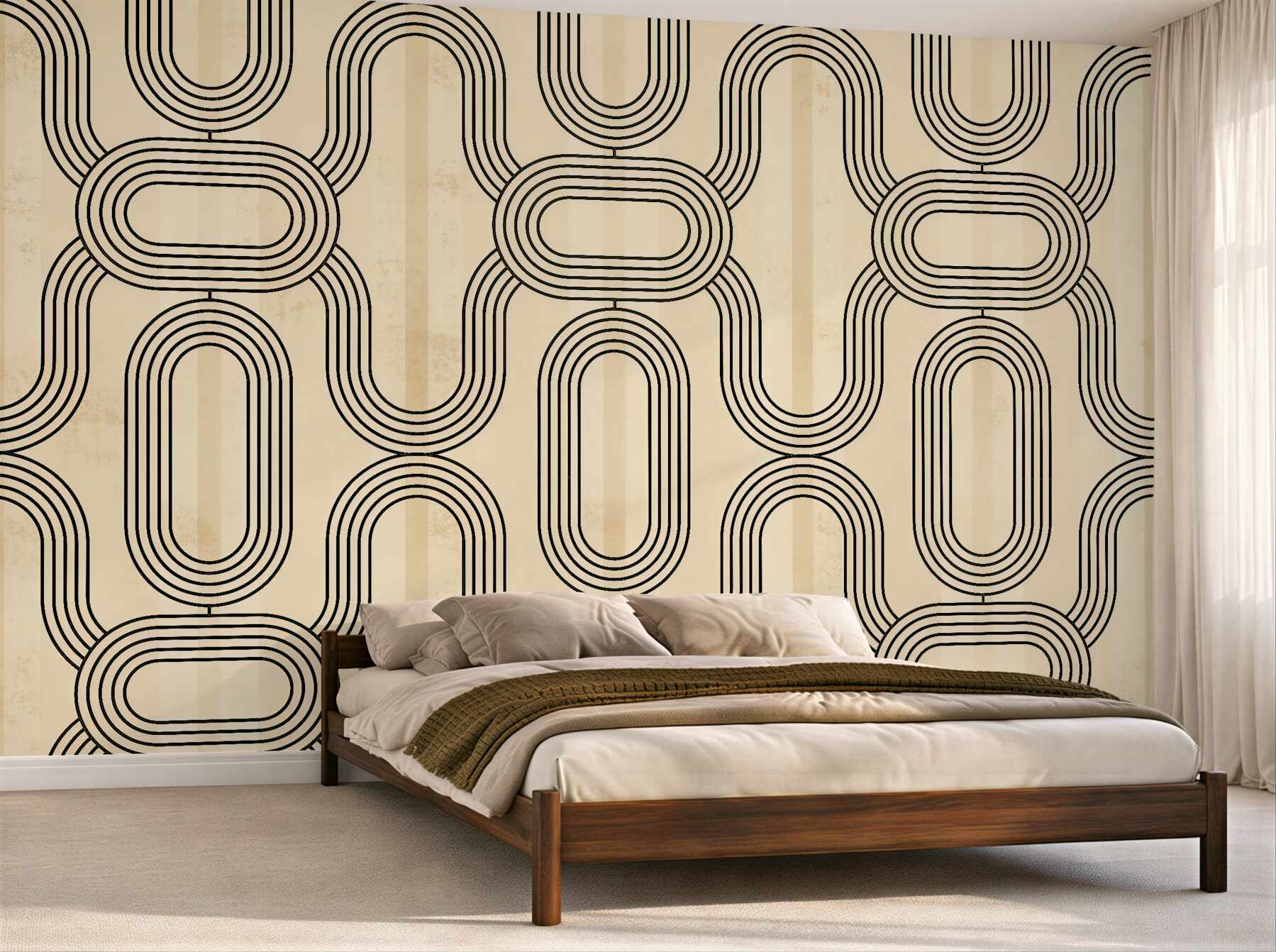 Fototapet Model geometric retro bej
