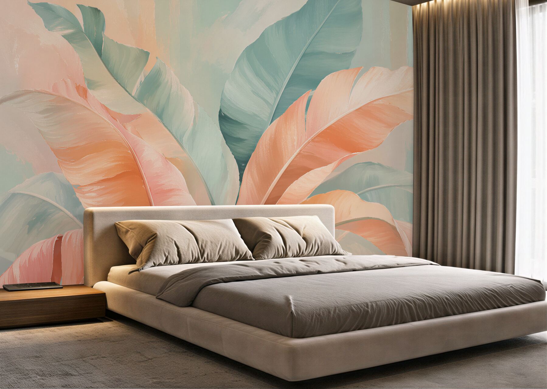 Fototapet Frunze pastel în eleganță tropicală