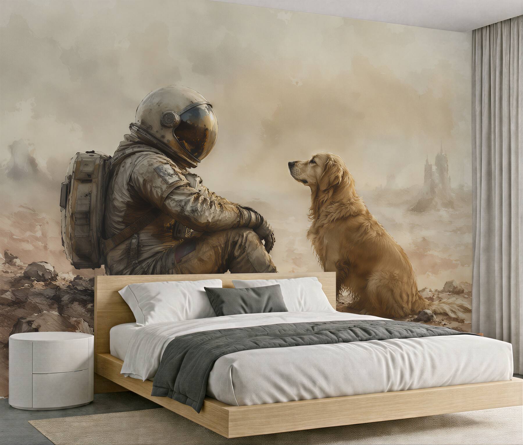 Fototapet Astronaut cu câine în liniște
