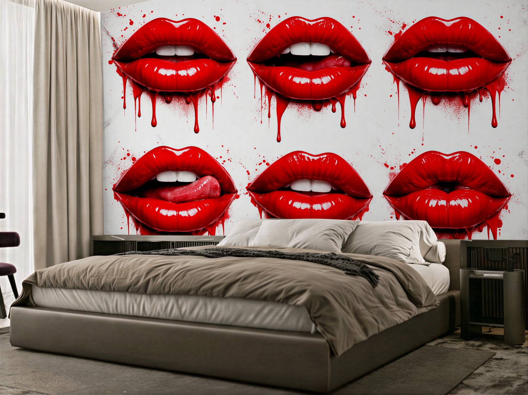 Fototapet Buze roșii în stil pop-art