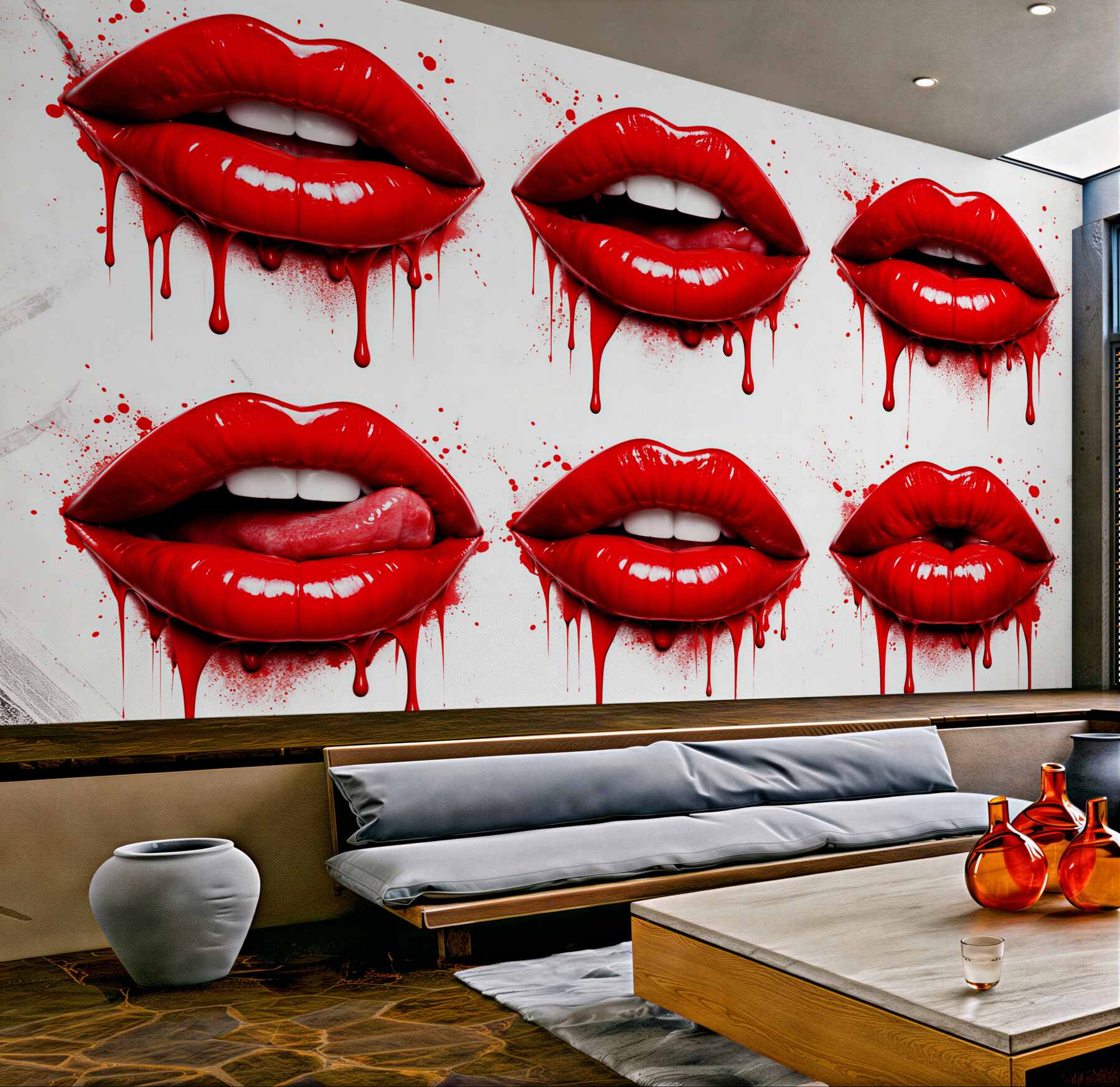 Fototapet Buze roșii în stil pop-art