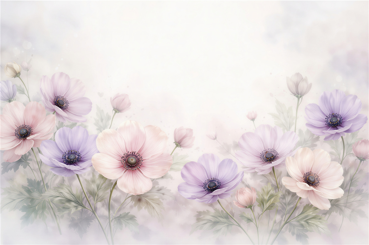 Fototapet Anemone pastelate în strălucire