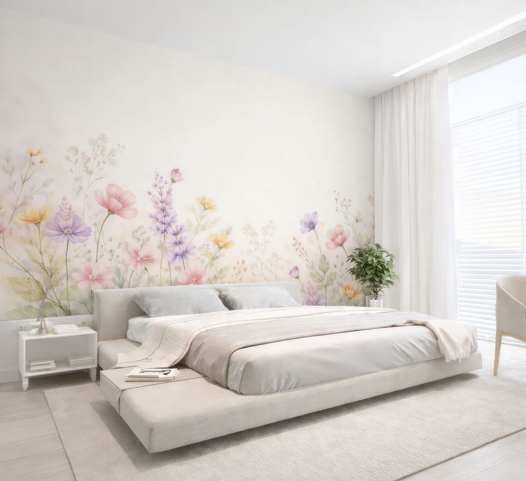 Fototapet Pajiște florală pastelată
