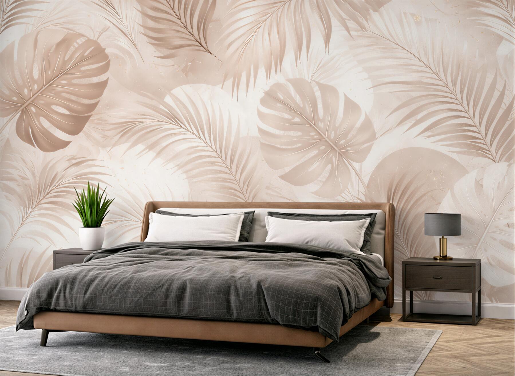 Fototapet Frunze tropicale bej