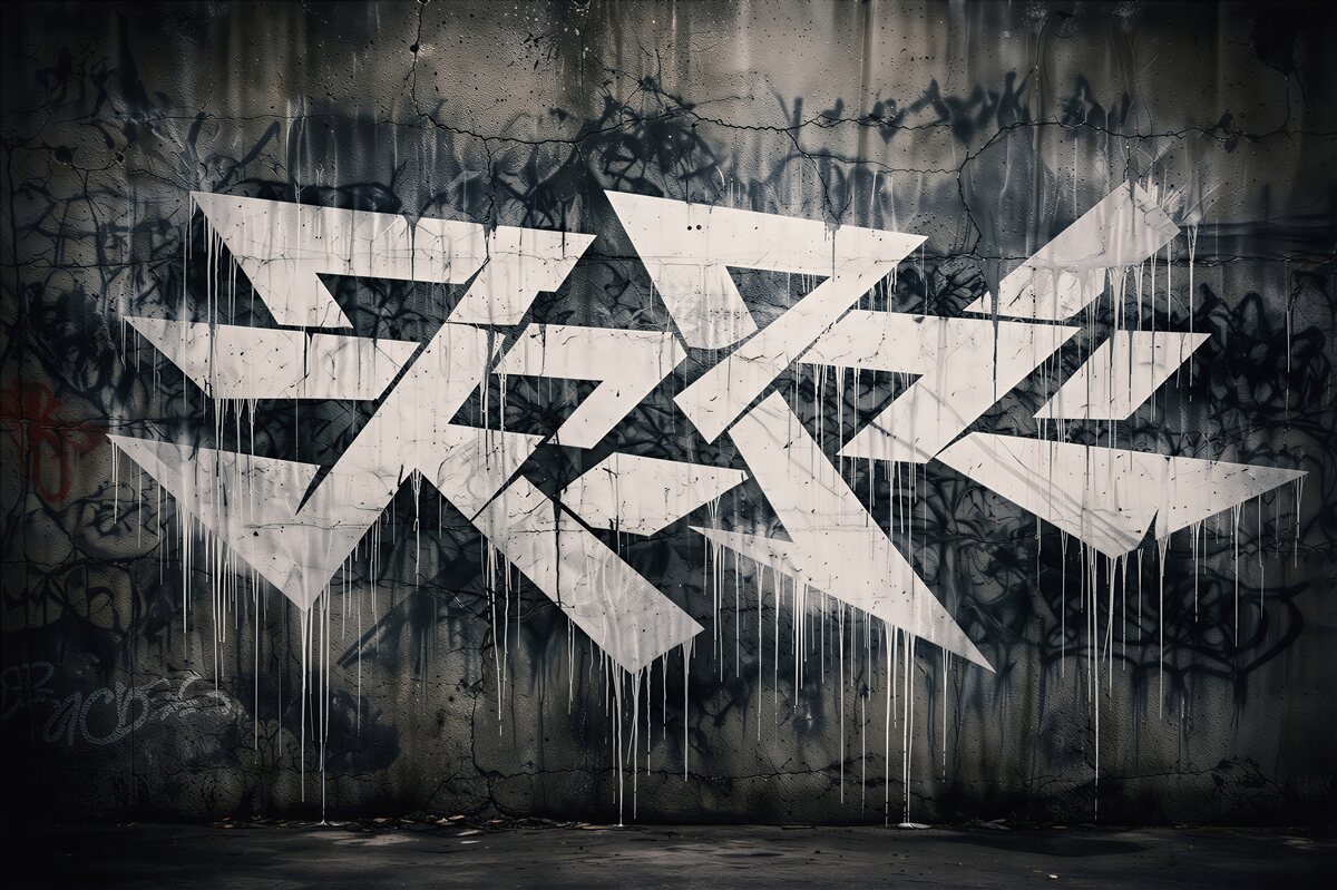 Fototapet Graffiti geometric pe beton