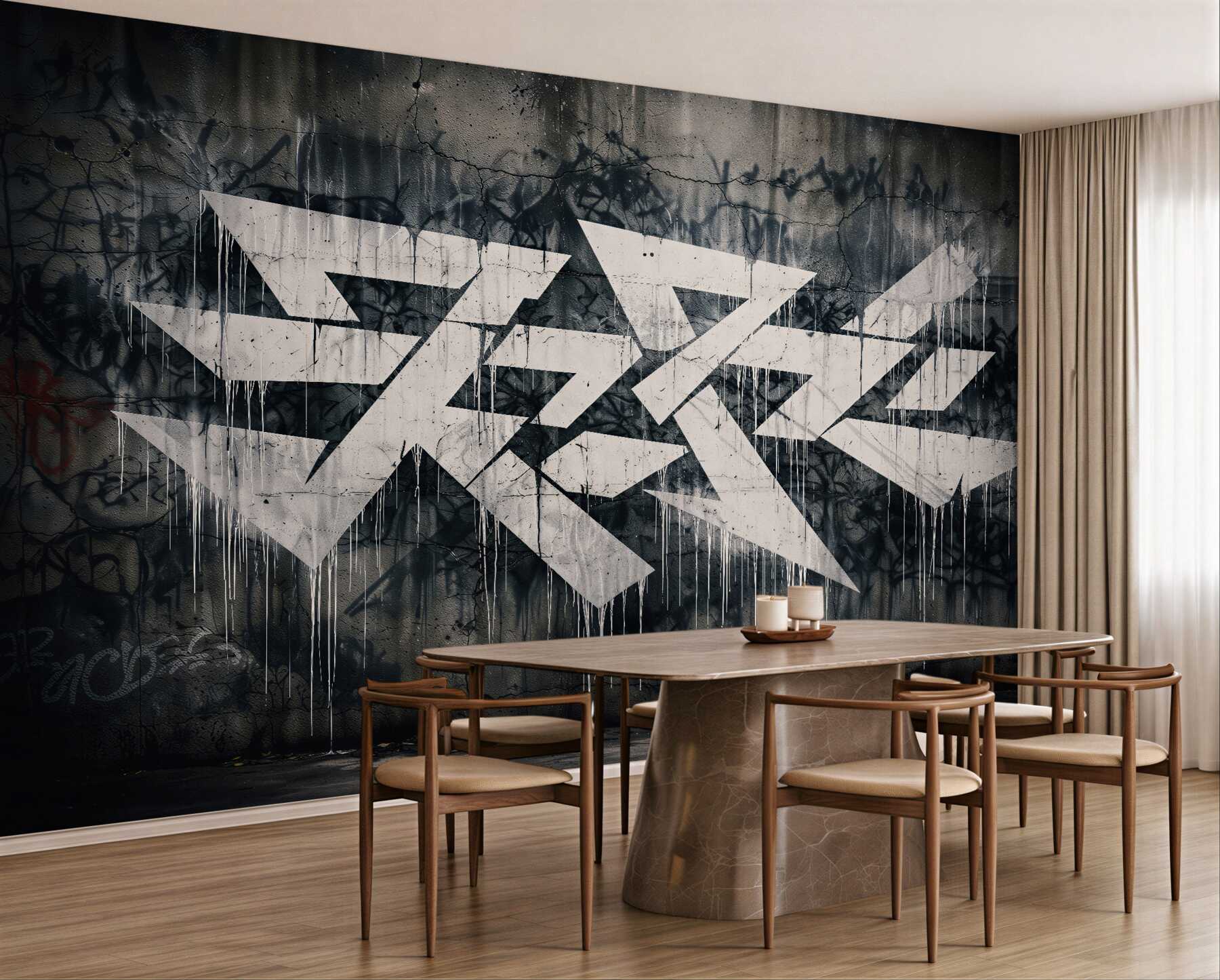 Fototapet Graffiti geometric pe beton