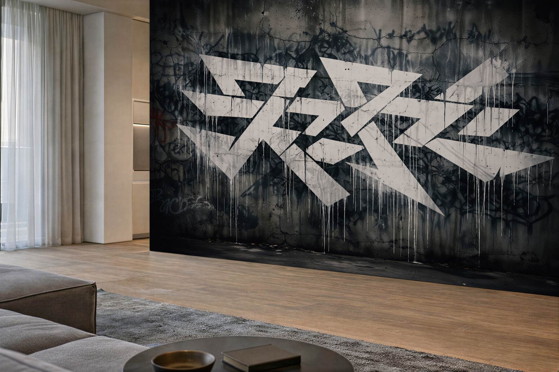 Fototapet Graffiti geometric pe beton