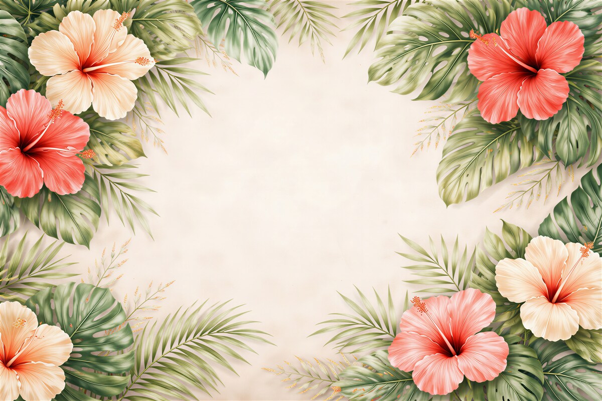 Fototapet Ramă tropicală cu hibiscus