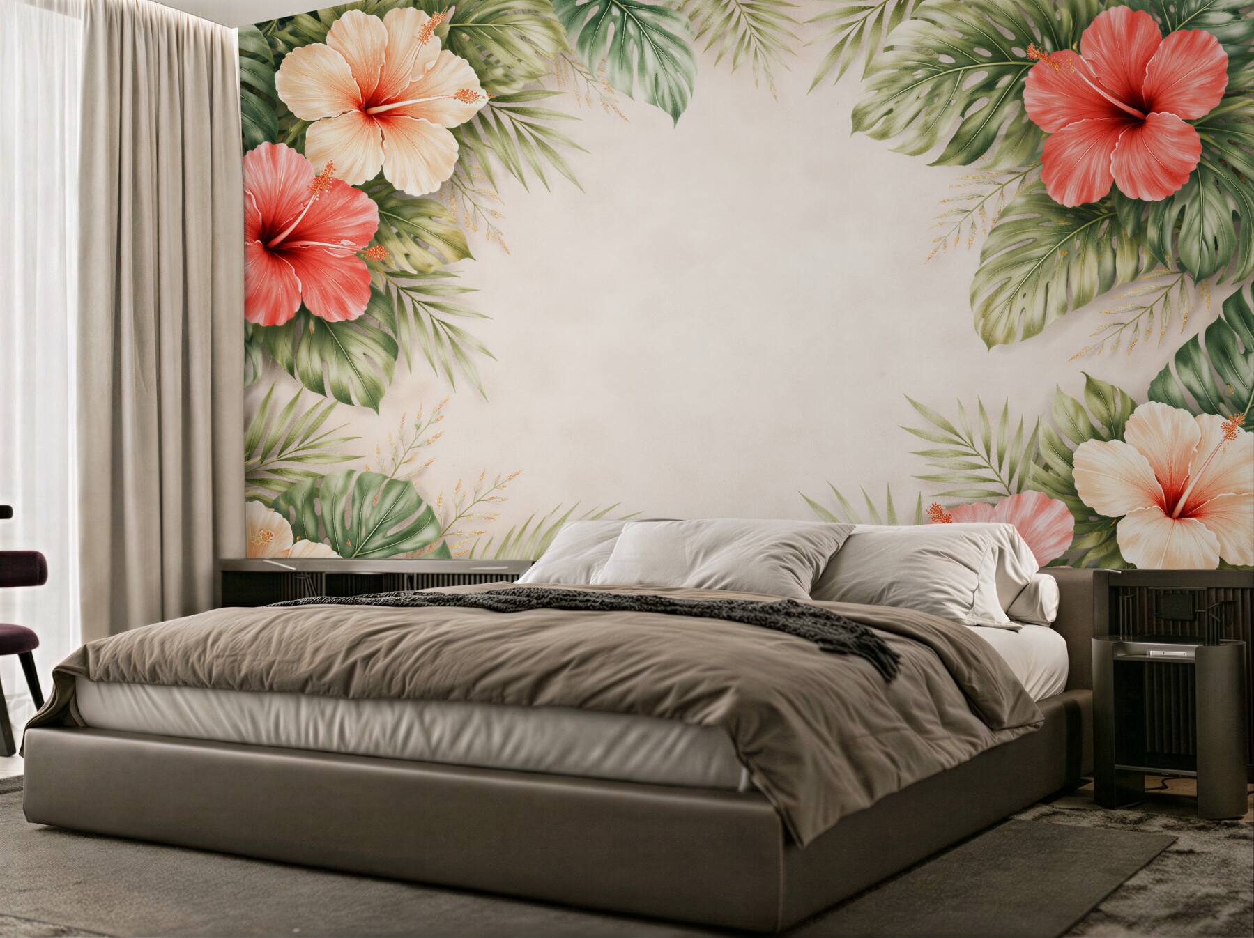 Fototapet Ramă tropicală cu hibiscus