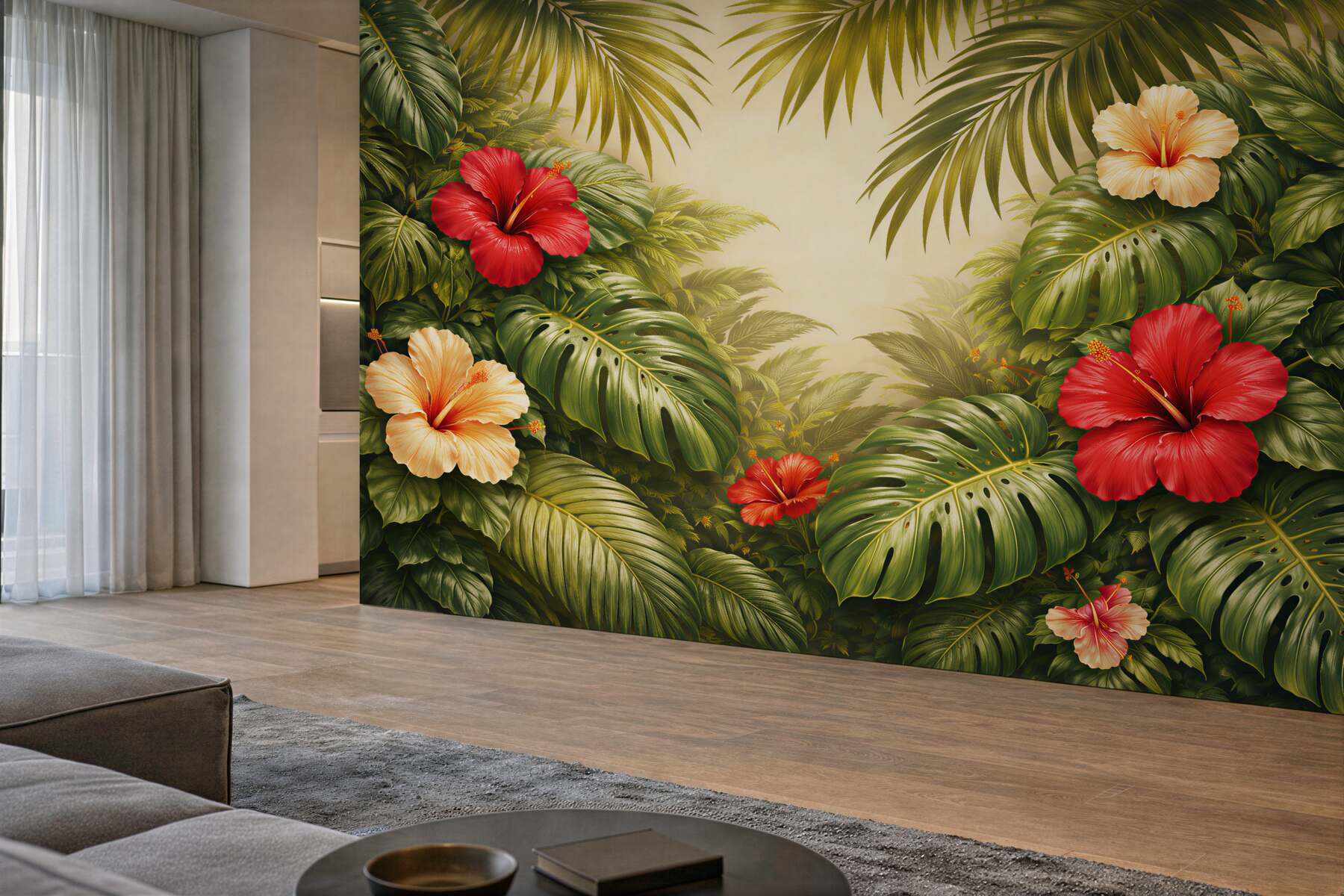 Fototapet Junglă exotică cu hibiscus