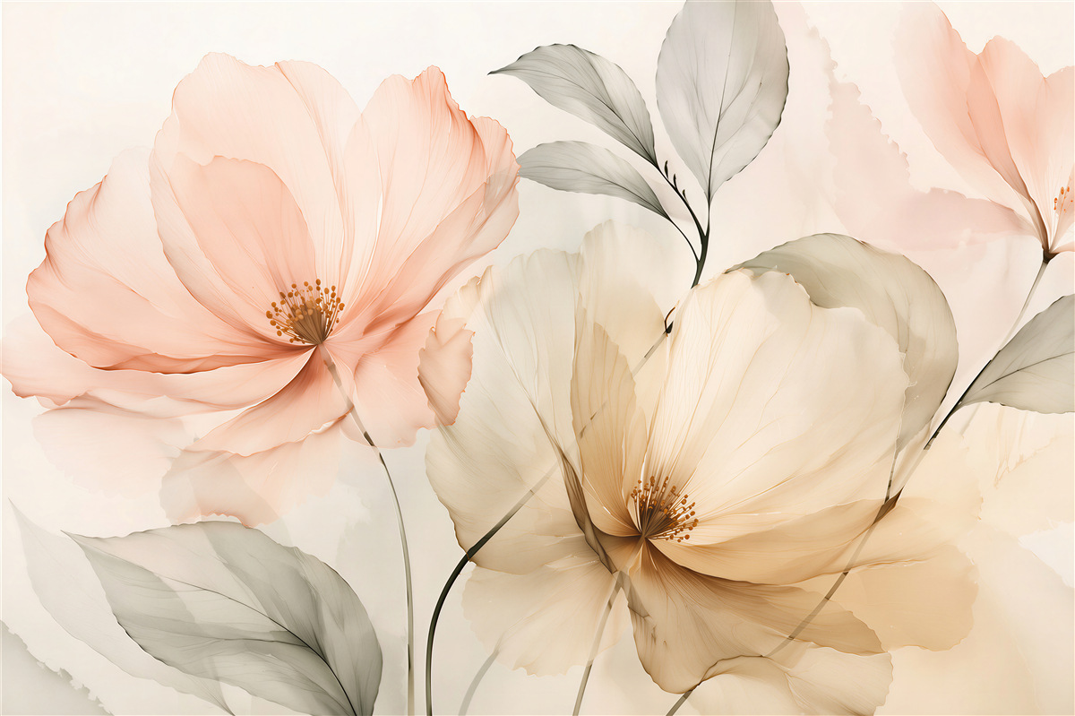 Fototapet Flori delicate într-o strălucire pastelată