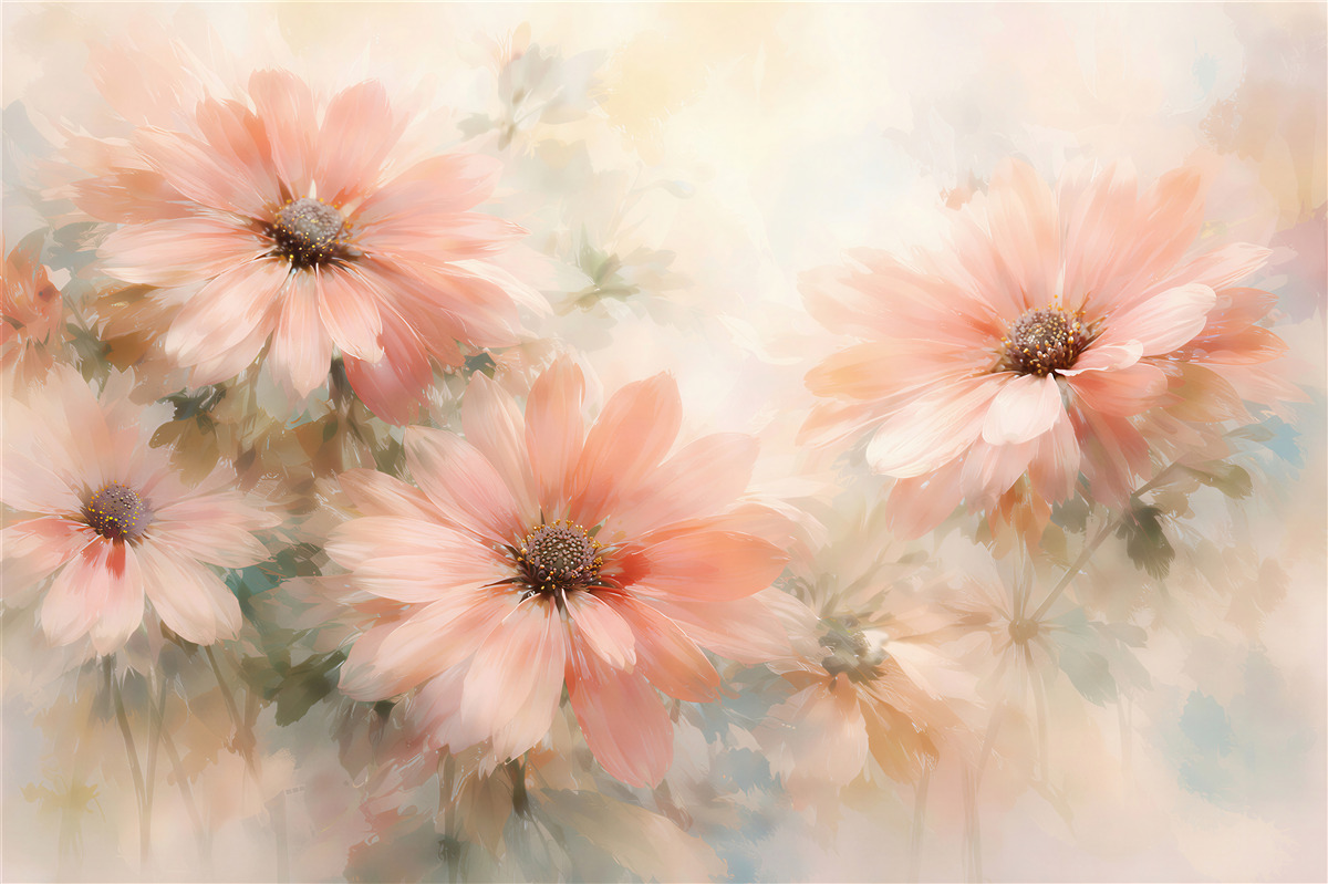 Fototapet Flori pastel în acuarelă luminoasă
