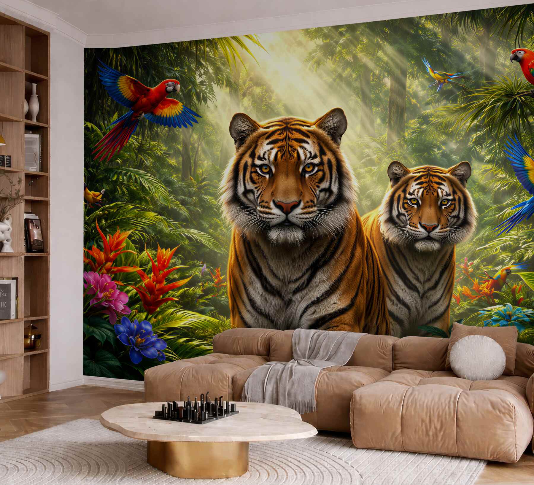 Fototapet Tigri în jungla tropicală