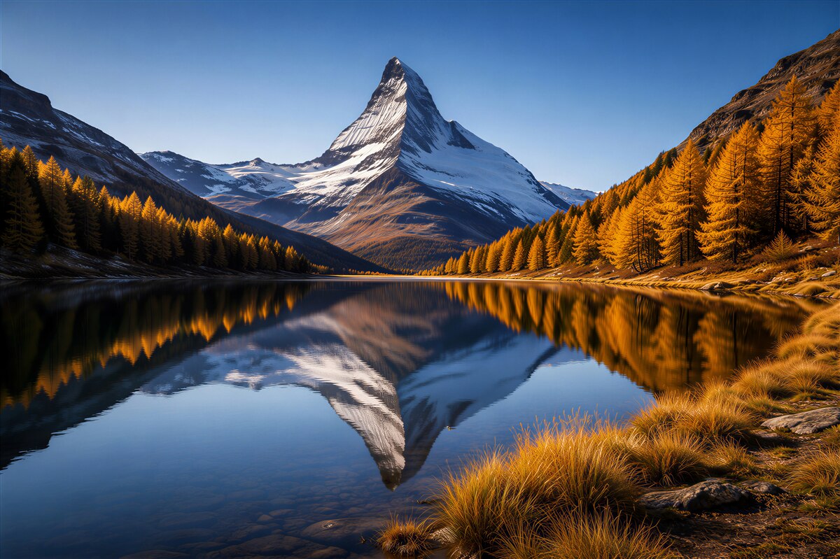 Fototapet Reflexie montană toamna