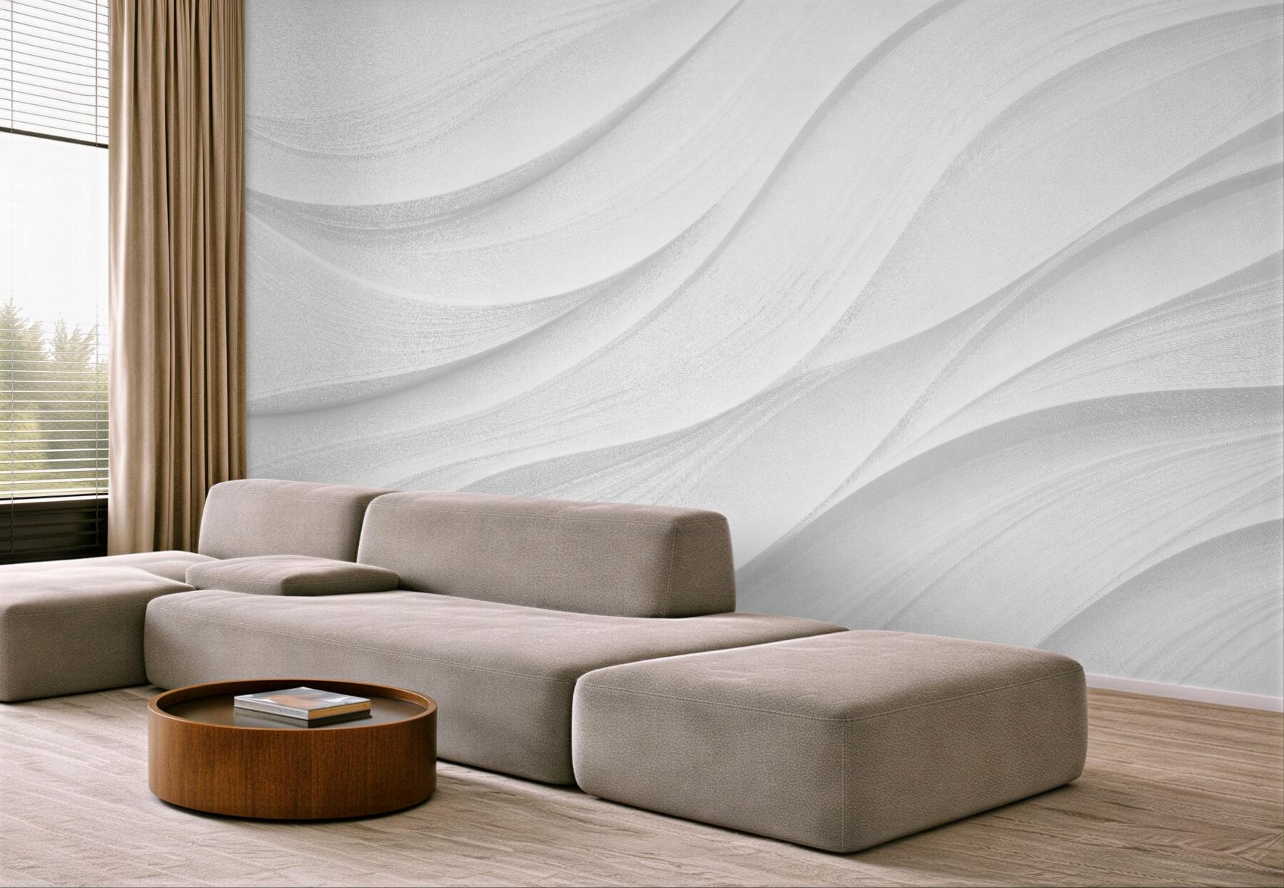 Fototapet Linii albe ondulate 3D
