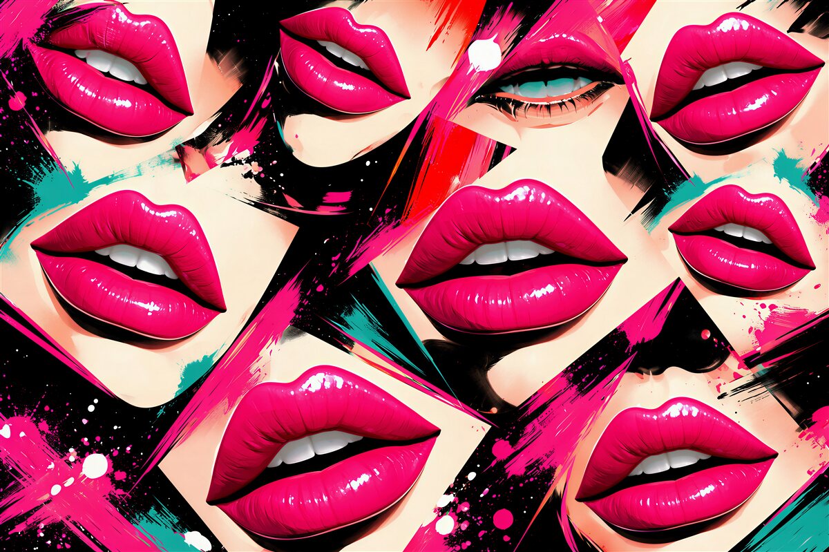 Fototapet Buze neon pop-art glamour
