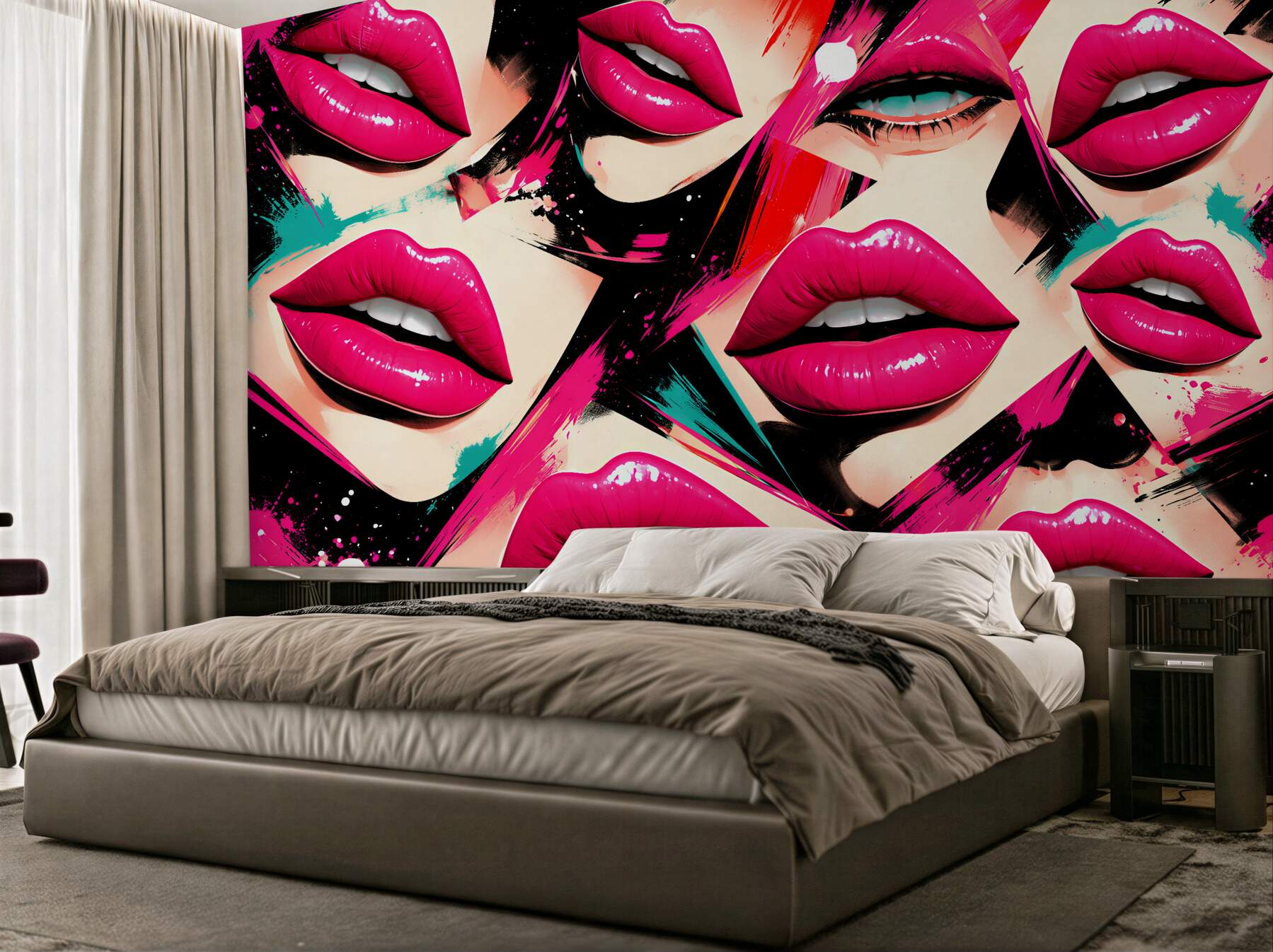 Fototapet Buze neon pop-art glamour