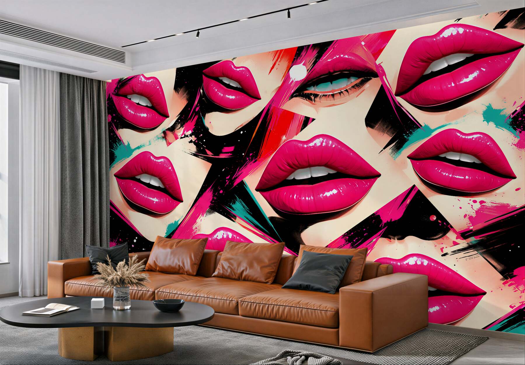 Fototapet Buze neon pop-art glamour
