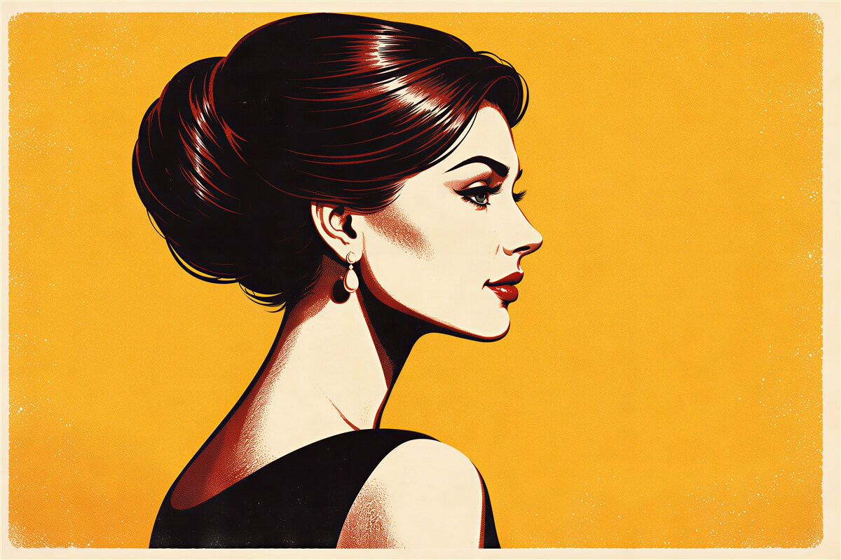 Fototapet Profil elegant de femeie în stil retro