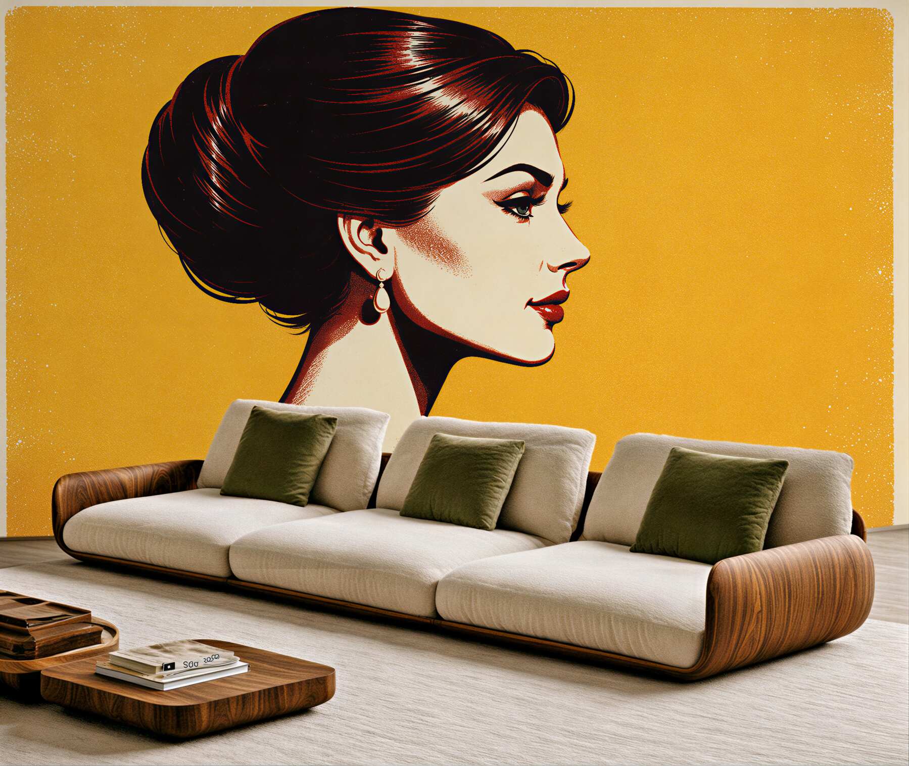 Fototapet Profil elegant de femeie în stil retro