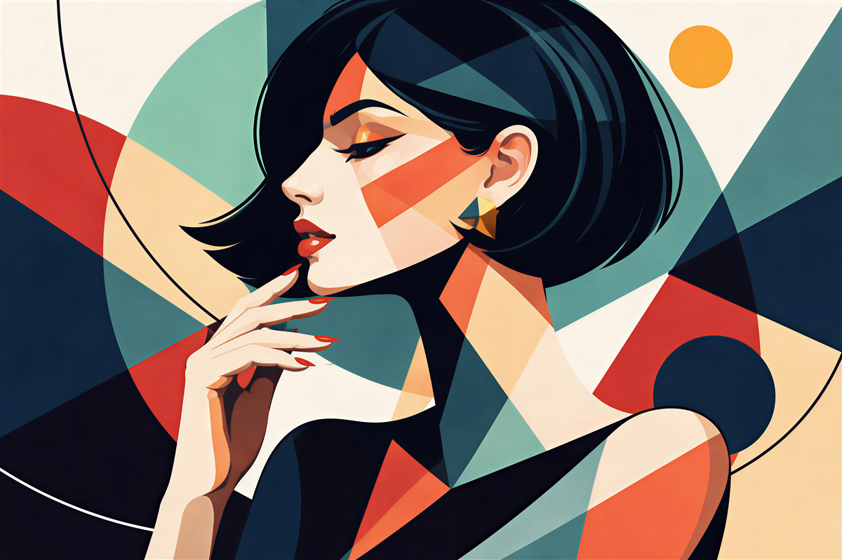Fototapet Portret geometric al unei femei elegante