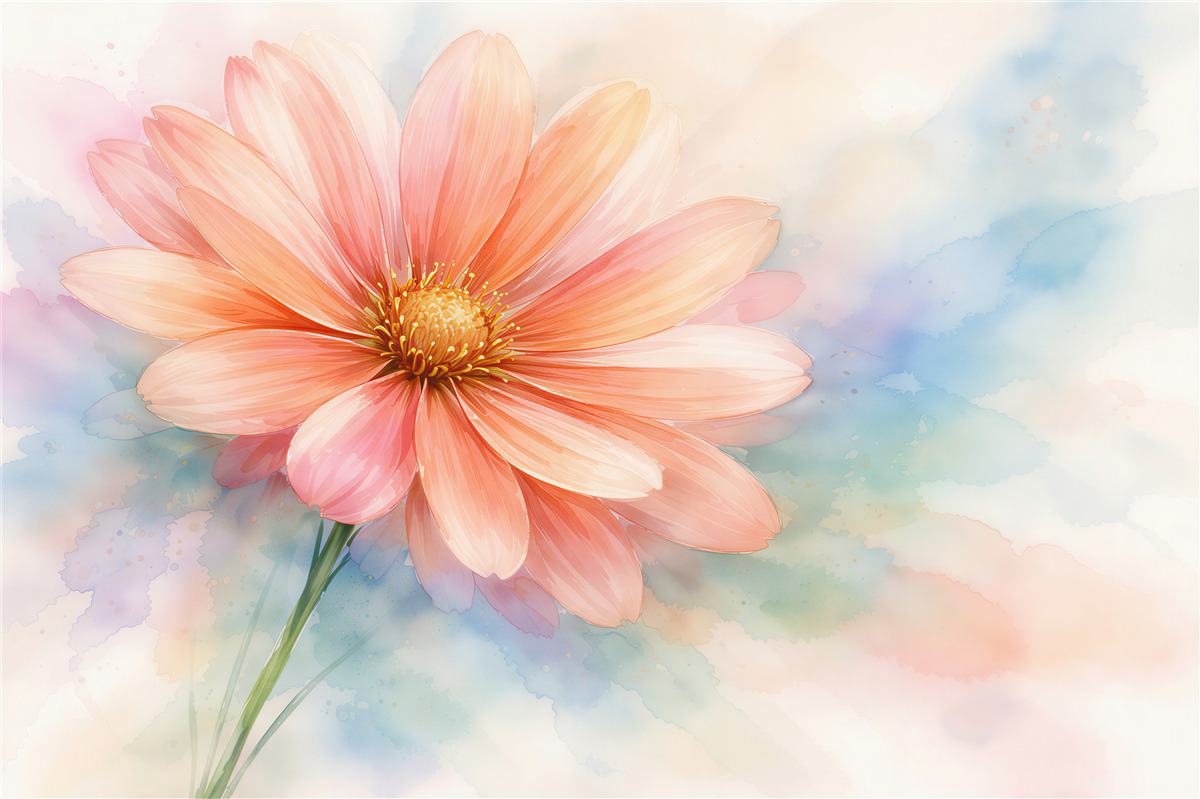Fototapet Floare pastel în acuarelă