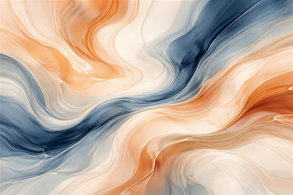 Fototapet Abstracție fluidă în albastru și chihlimbar