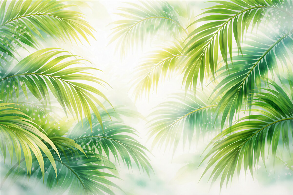 Fototapet Frunze luminoase de palmier tropical