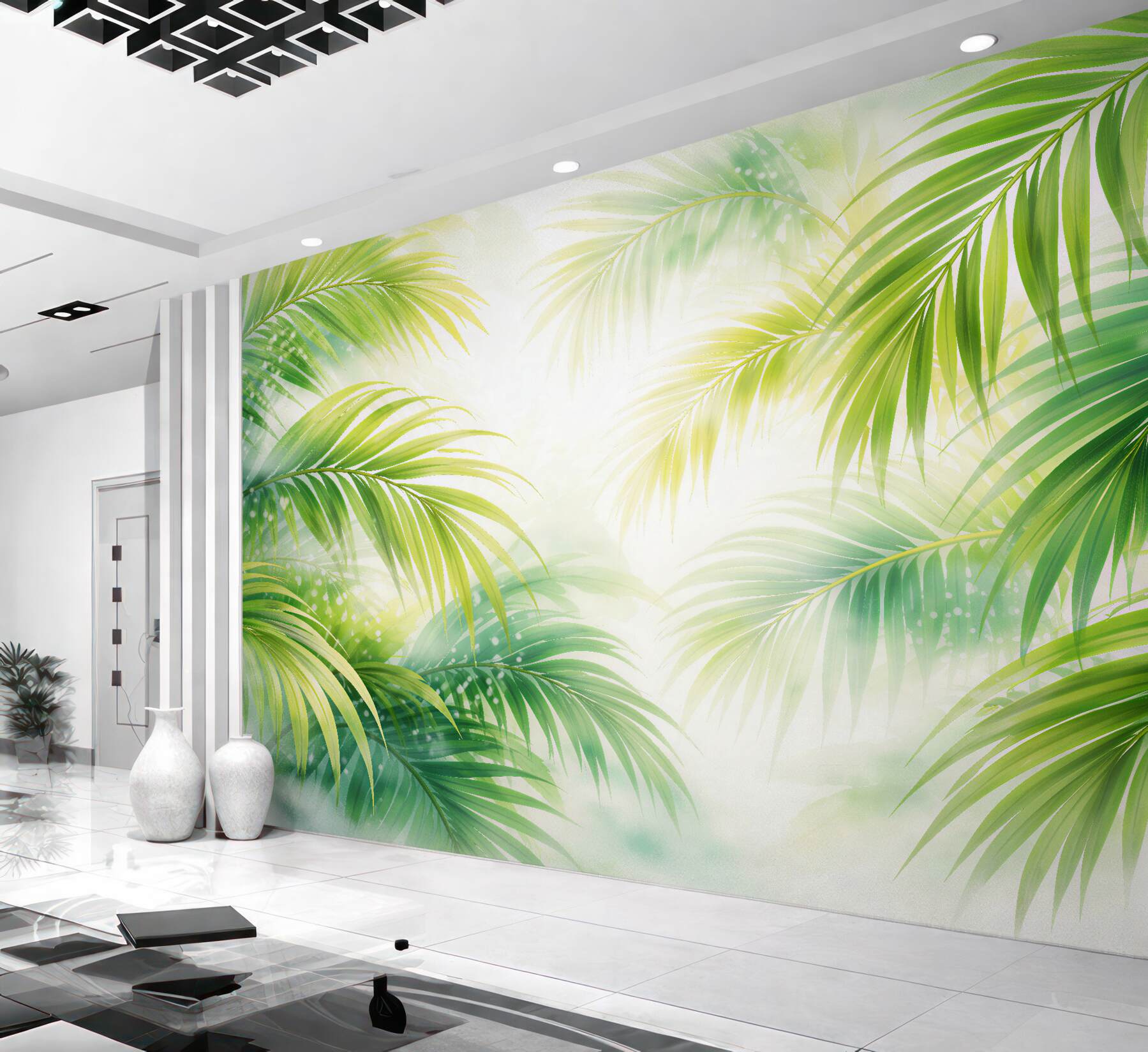 Fototapet Frunze luminoase de palmier tropical
