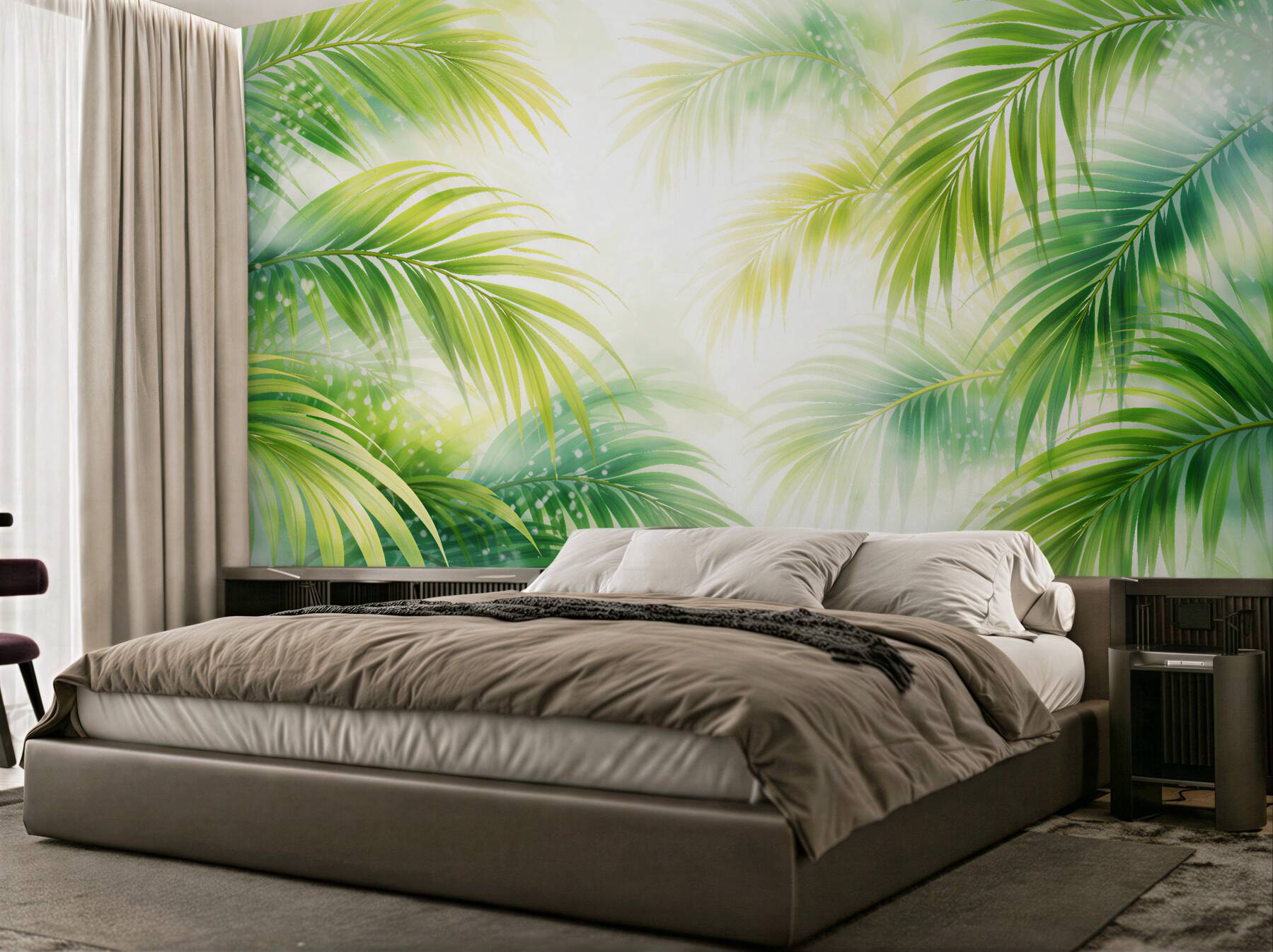 Fototapet Frunze luminoase de palmier tropical