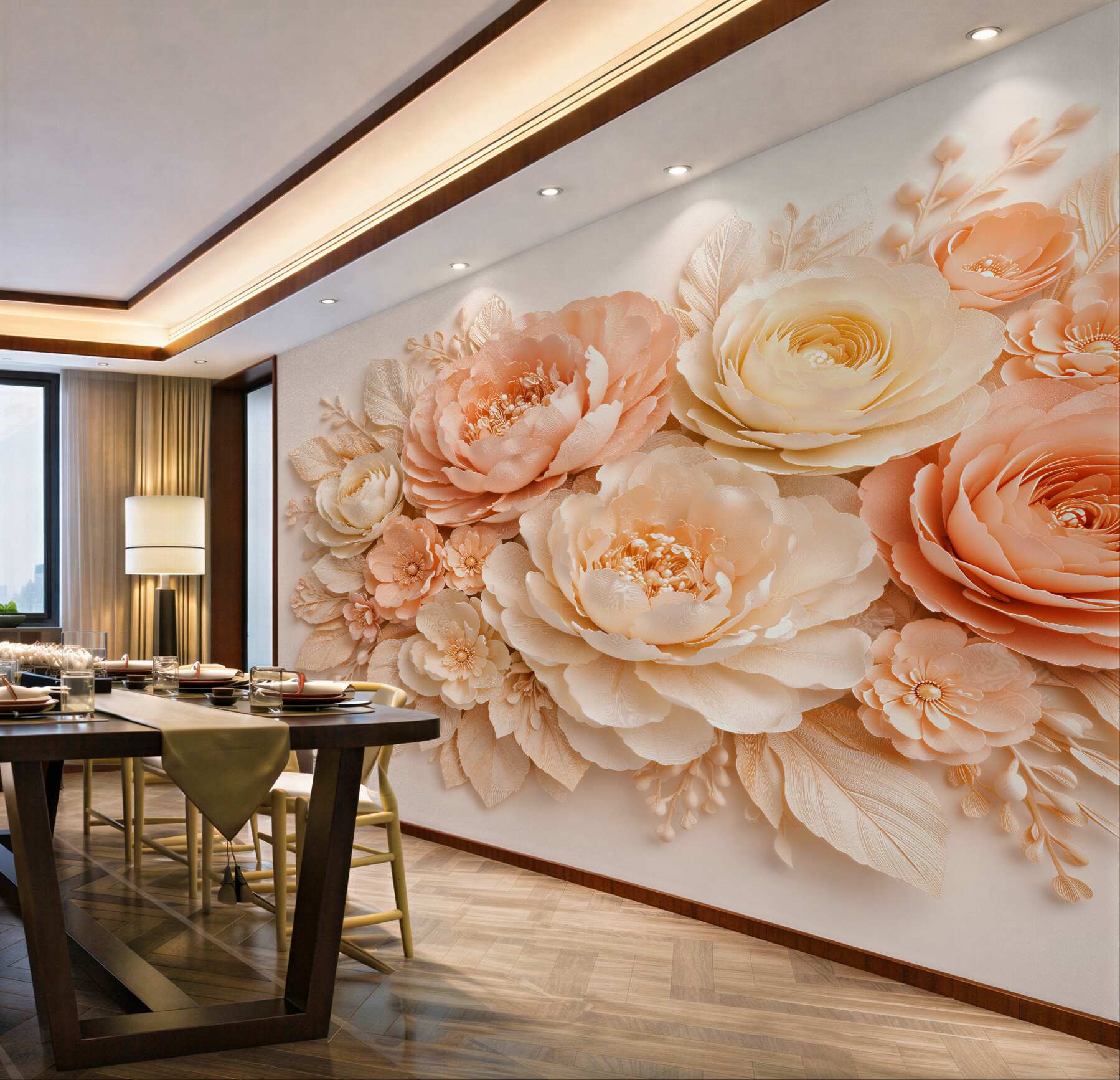 Fototapet Flori pudrate în relief elegant