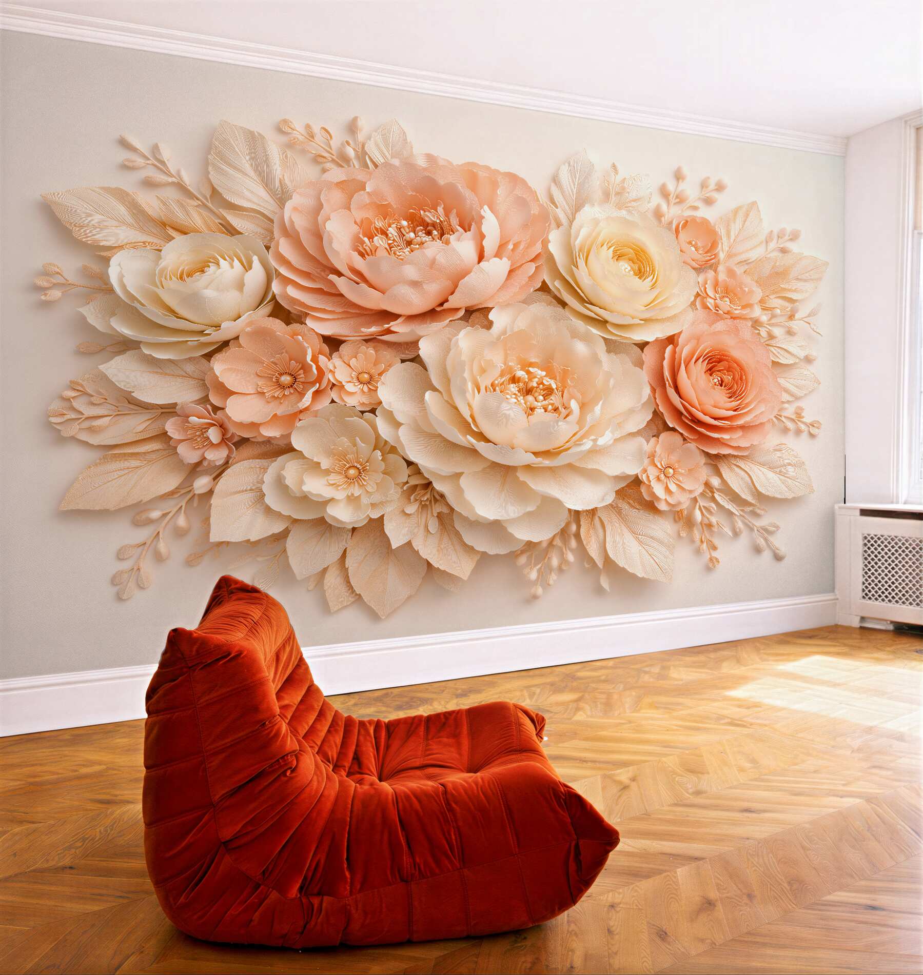 Fototapet Flori pudrate în relief elegant